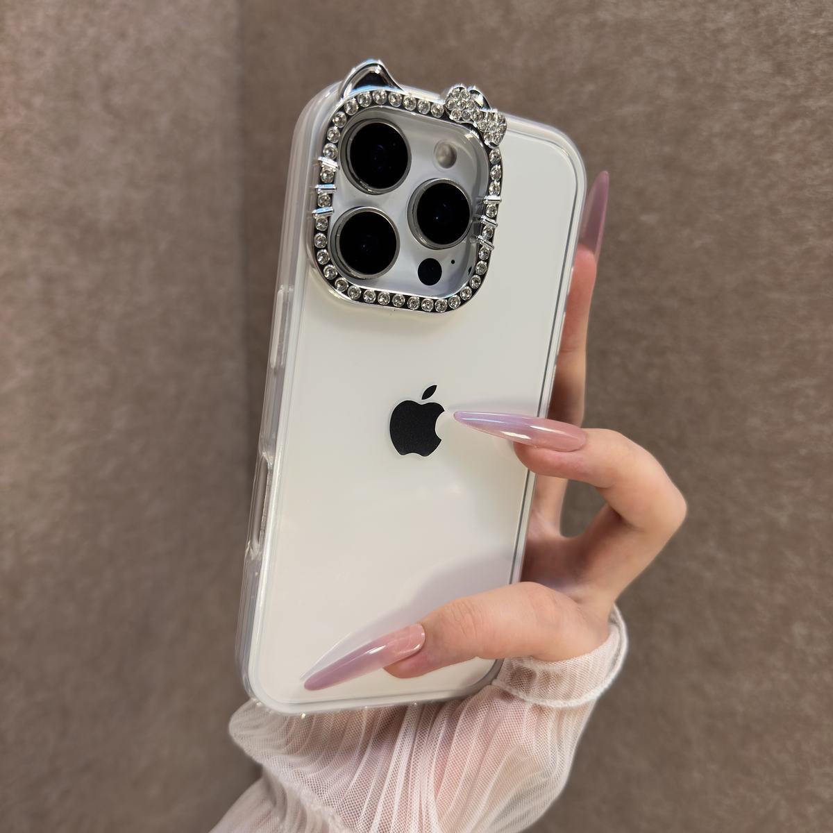 Cat sparkling diamond lens phone case