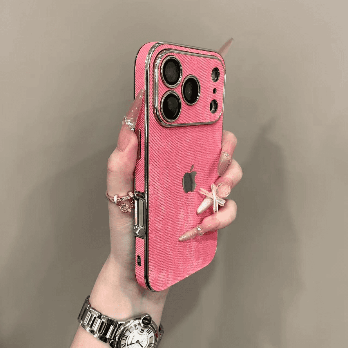 Large window denim patterned case for iPhone