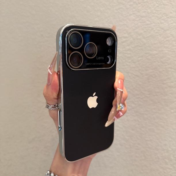 Electroplated Ag large window frosted case for iPhone