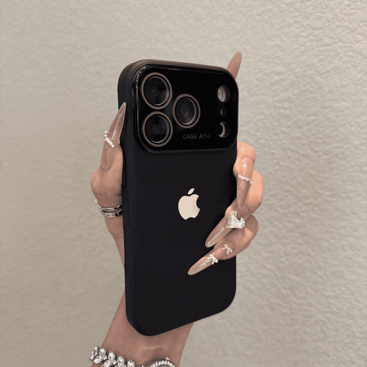 Tempered glass lens film skin sensitive liquid silicone case for iPhone