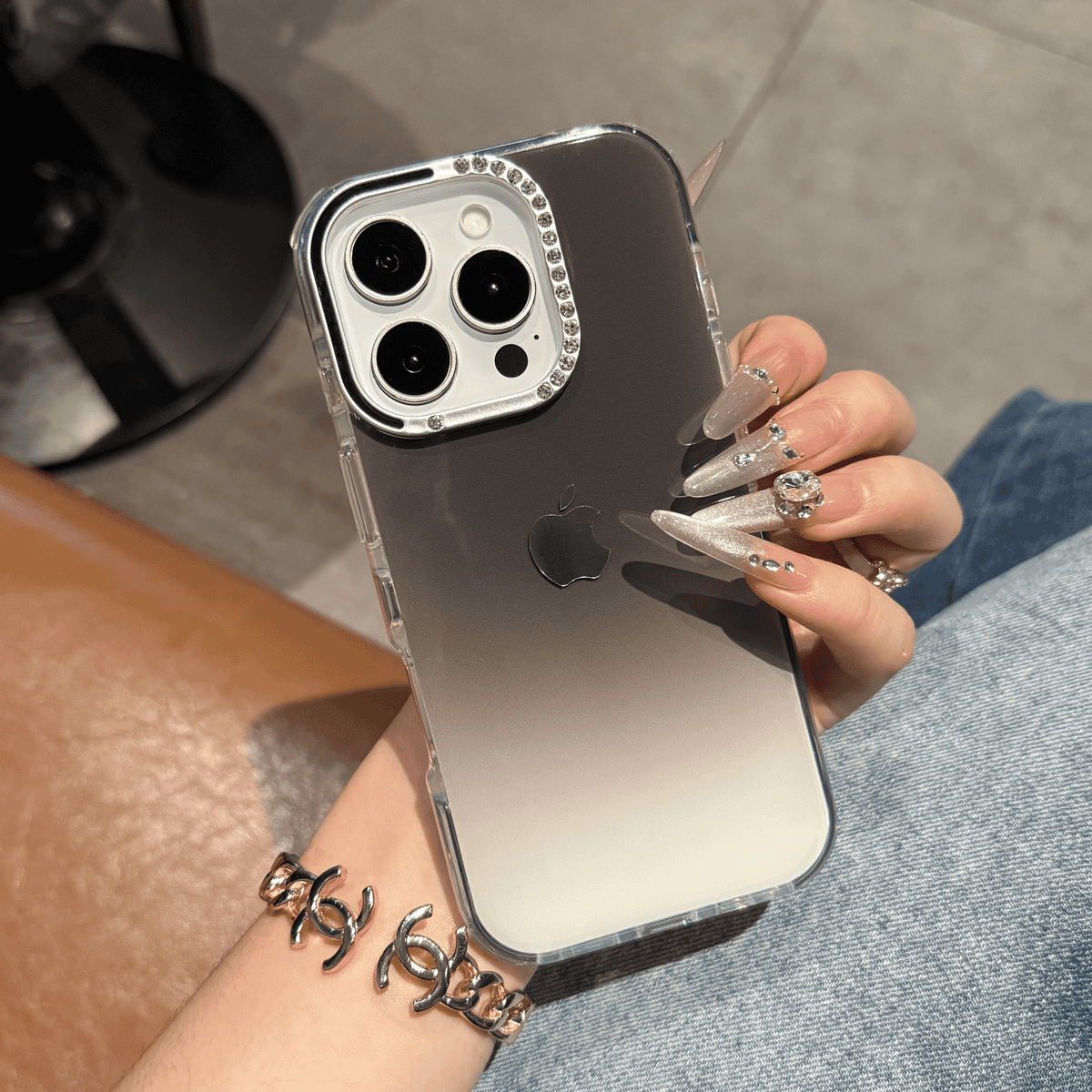 Gradient jelly dot diamond lens case for iPhone