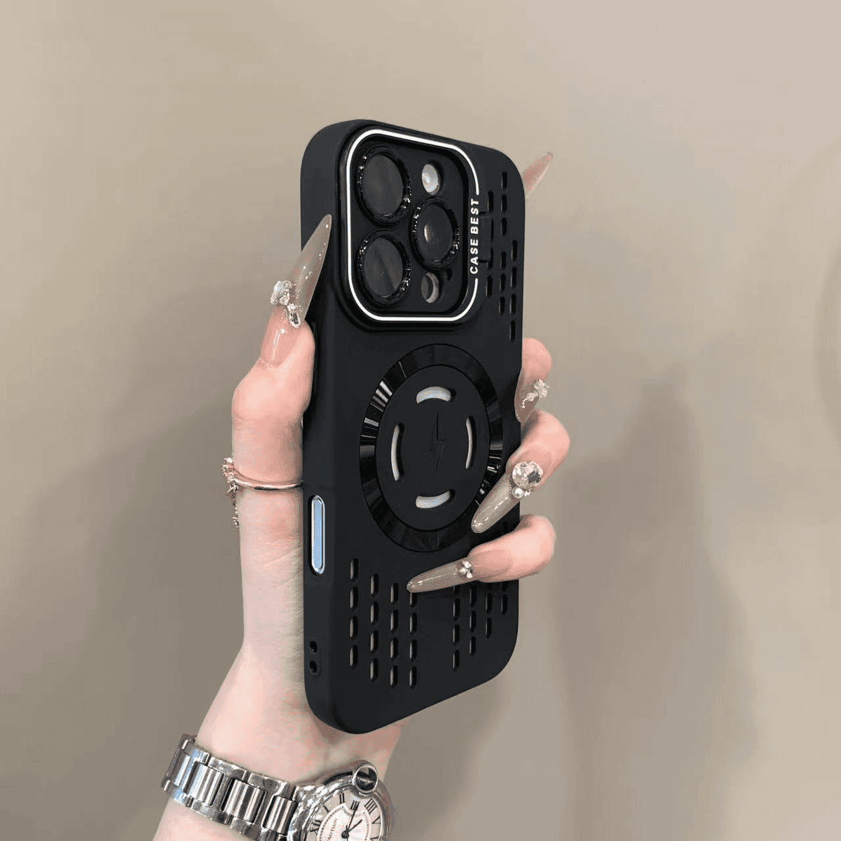 Lens bracket heat dissipation hollow magnetic case for iPhone