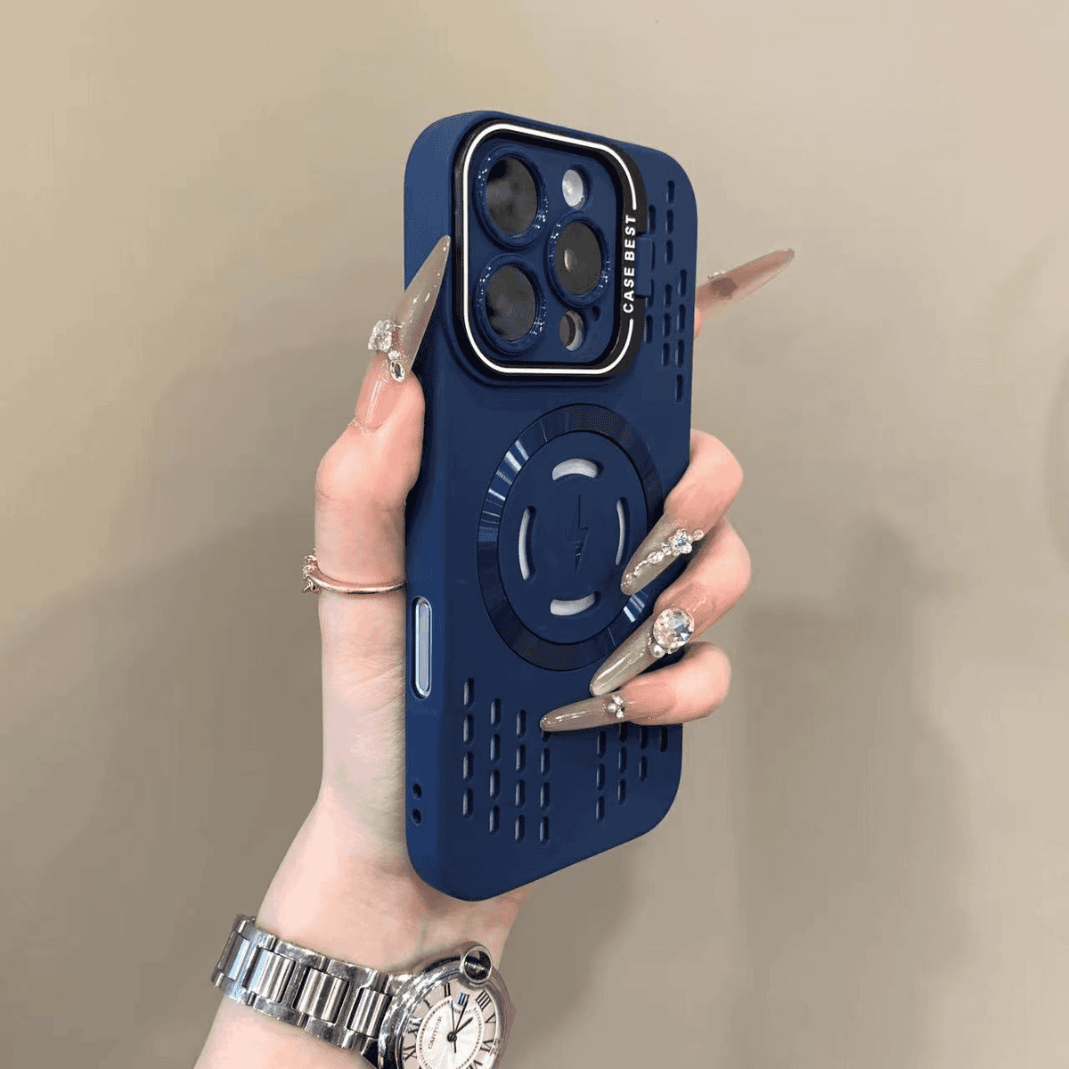 Lens bracket heat dissipation hollow magnetic case for iPhone