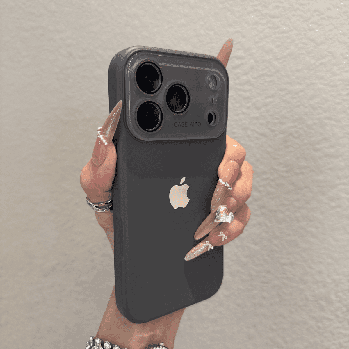 Tempered glass lens film skin sensitive liquid silicone case for iPhone