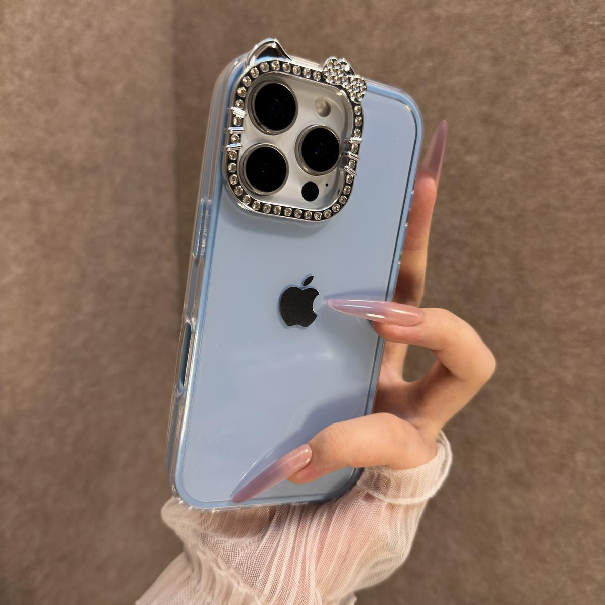 Cat sparkling diamond lens phone case