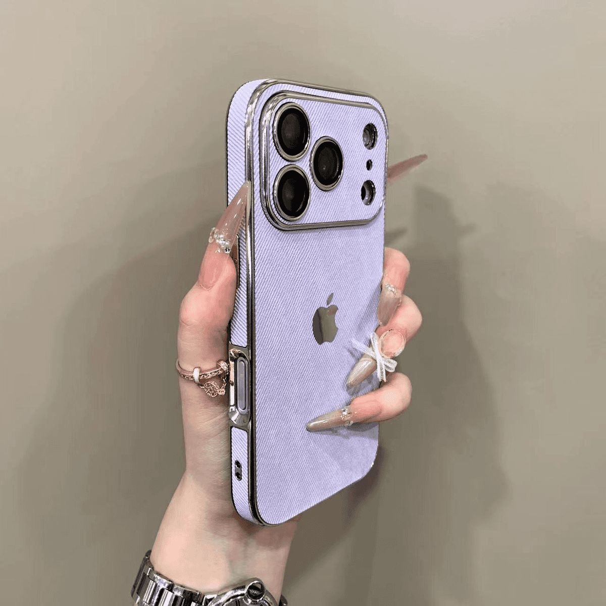 Large window denim patterned case for iPhone