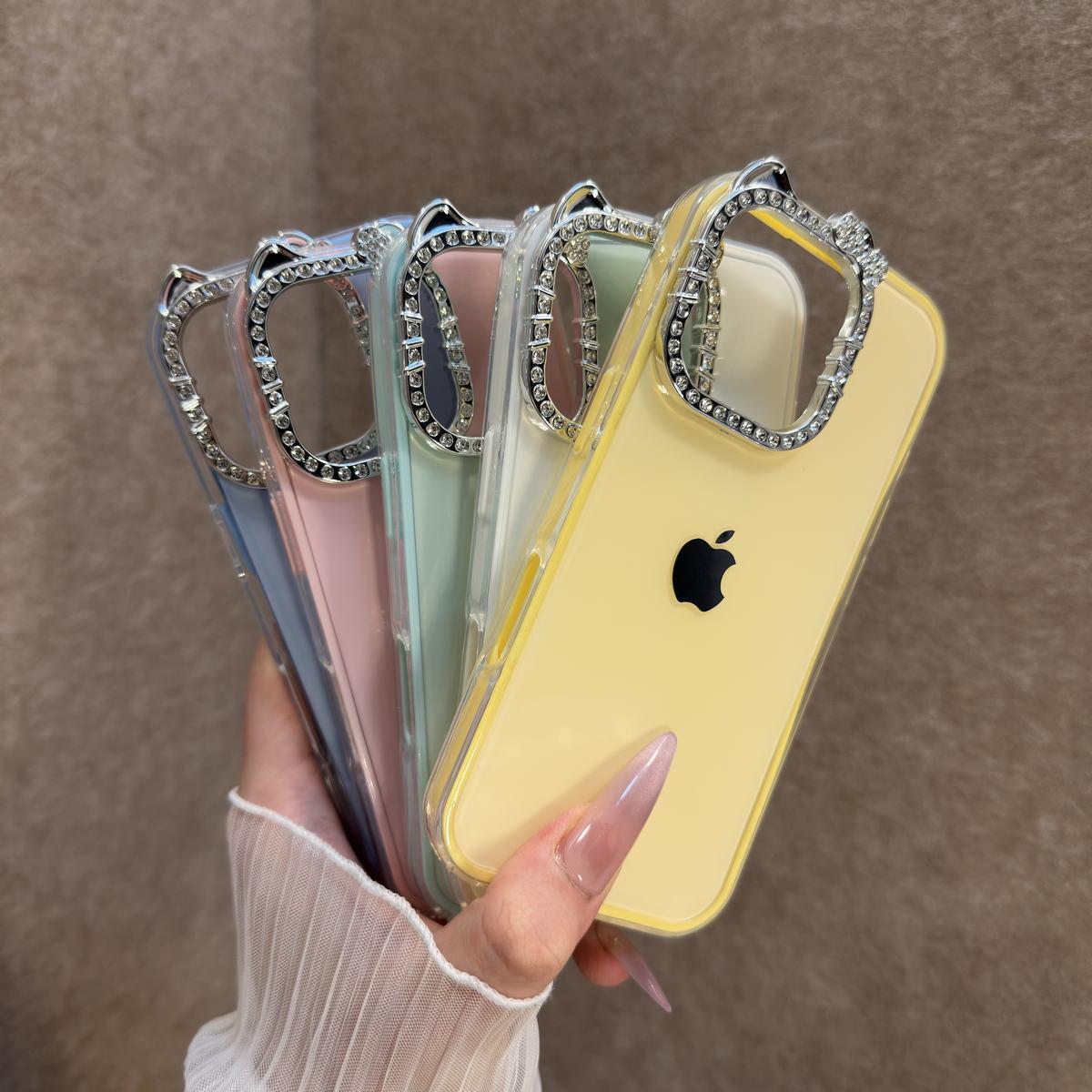 Cat sparkling diamond lens phone case