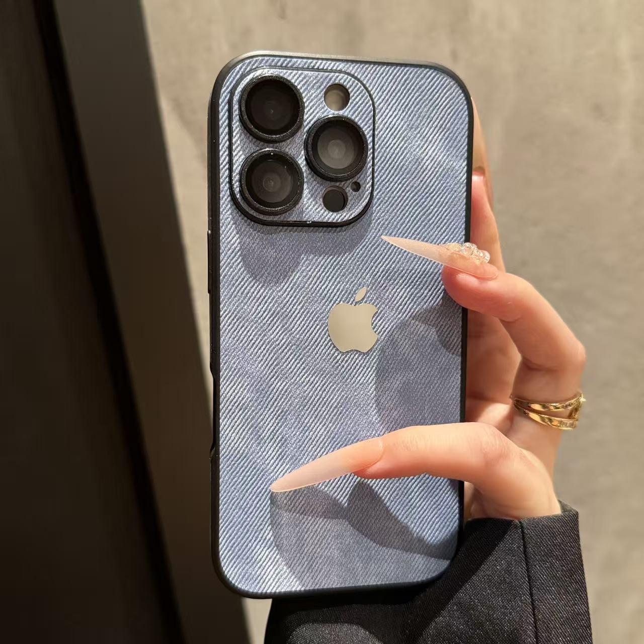 Denim all inclusive lens film case for iPhone