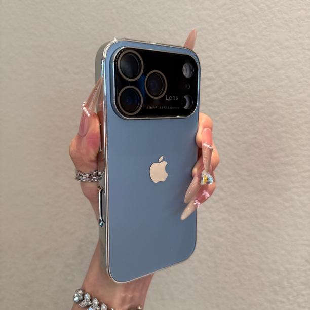 Electroplated Ag large window frosted case for iPhone