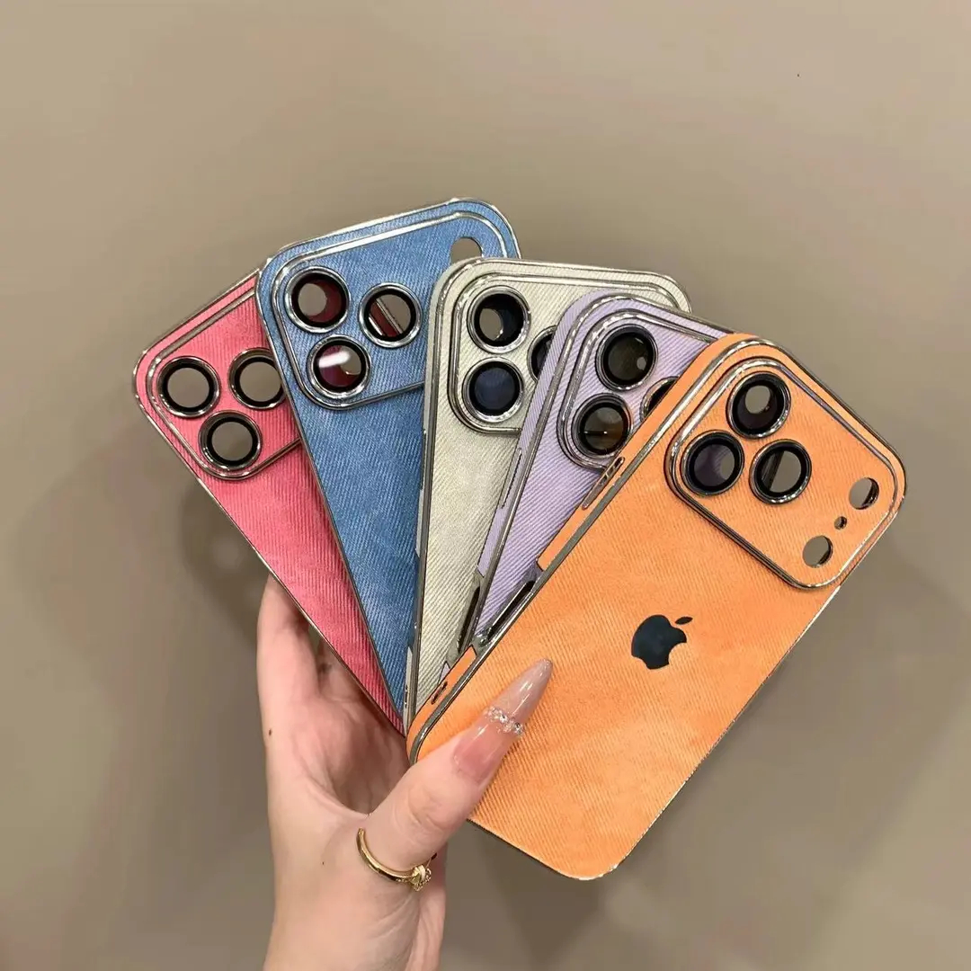 Large window denim patterned case for iPhone