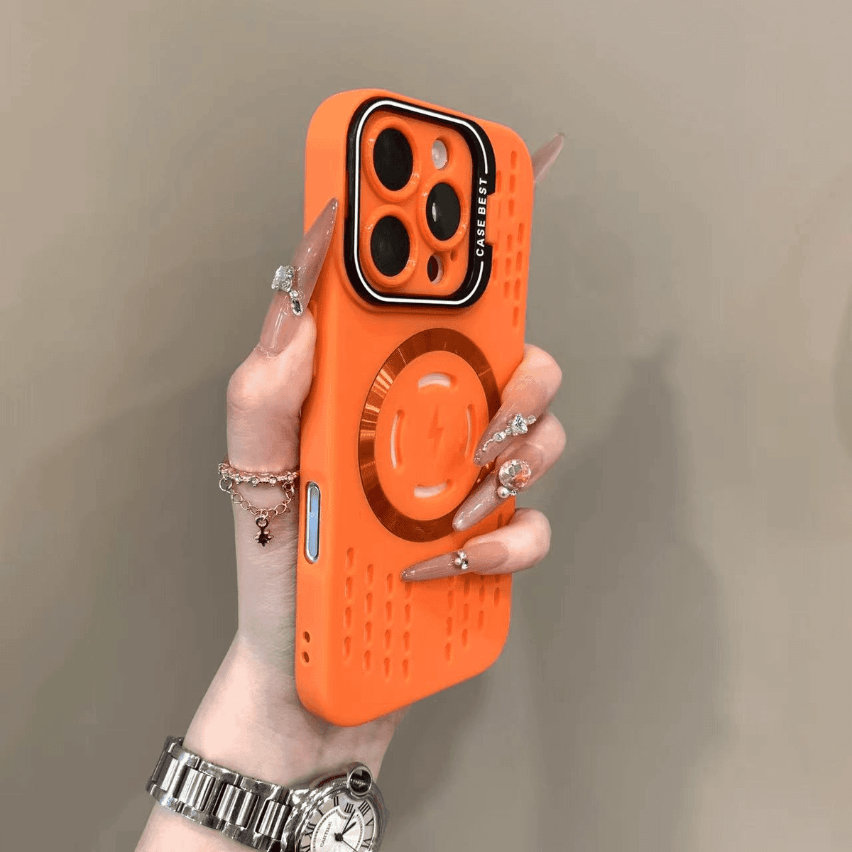 Lens bracket heat dissipation hollow magnetic case for iPhone