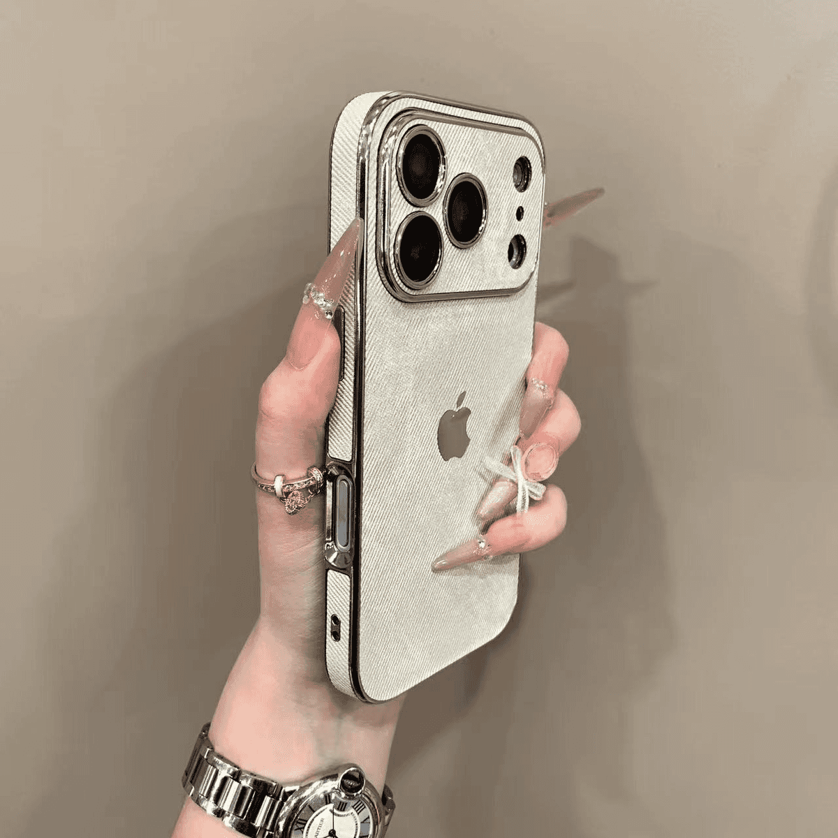 Large window denim patterned case for iPhone