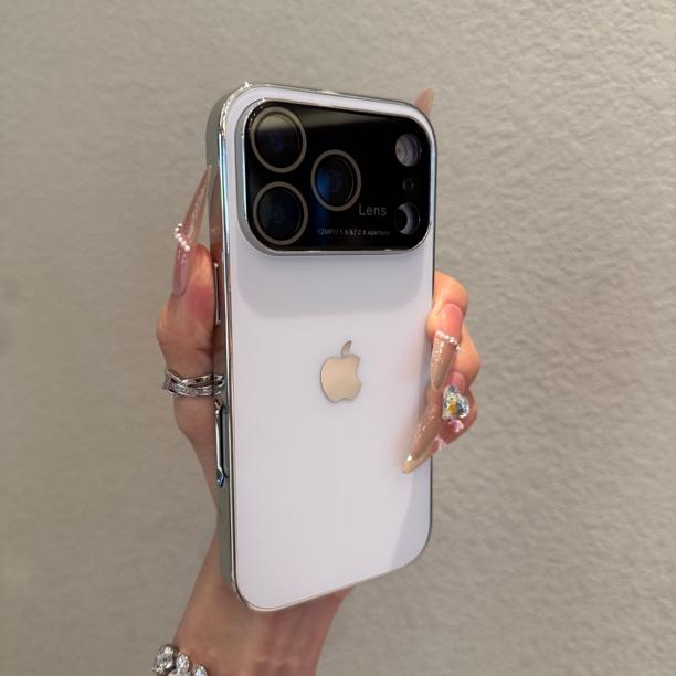 Electroplated Ag large window frosted case for iPhone