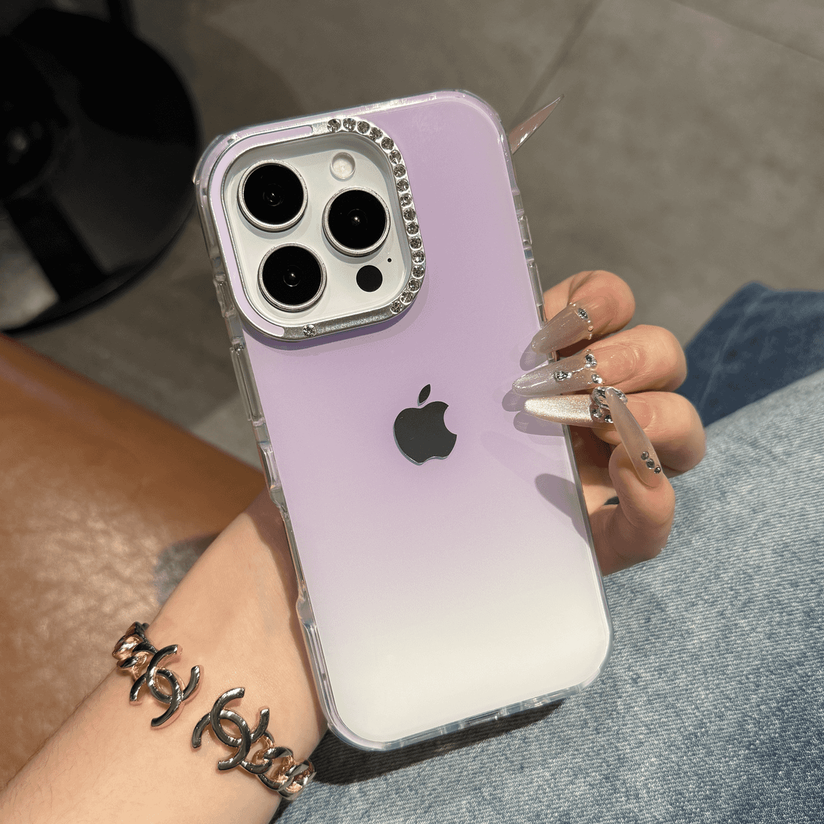Gradient jelly dot diamond lens case for iPhone