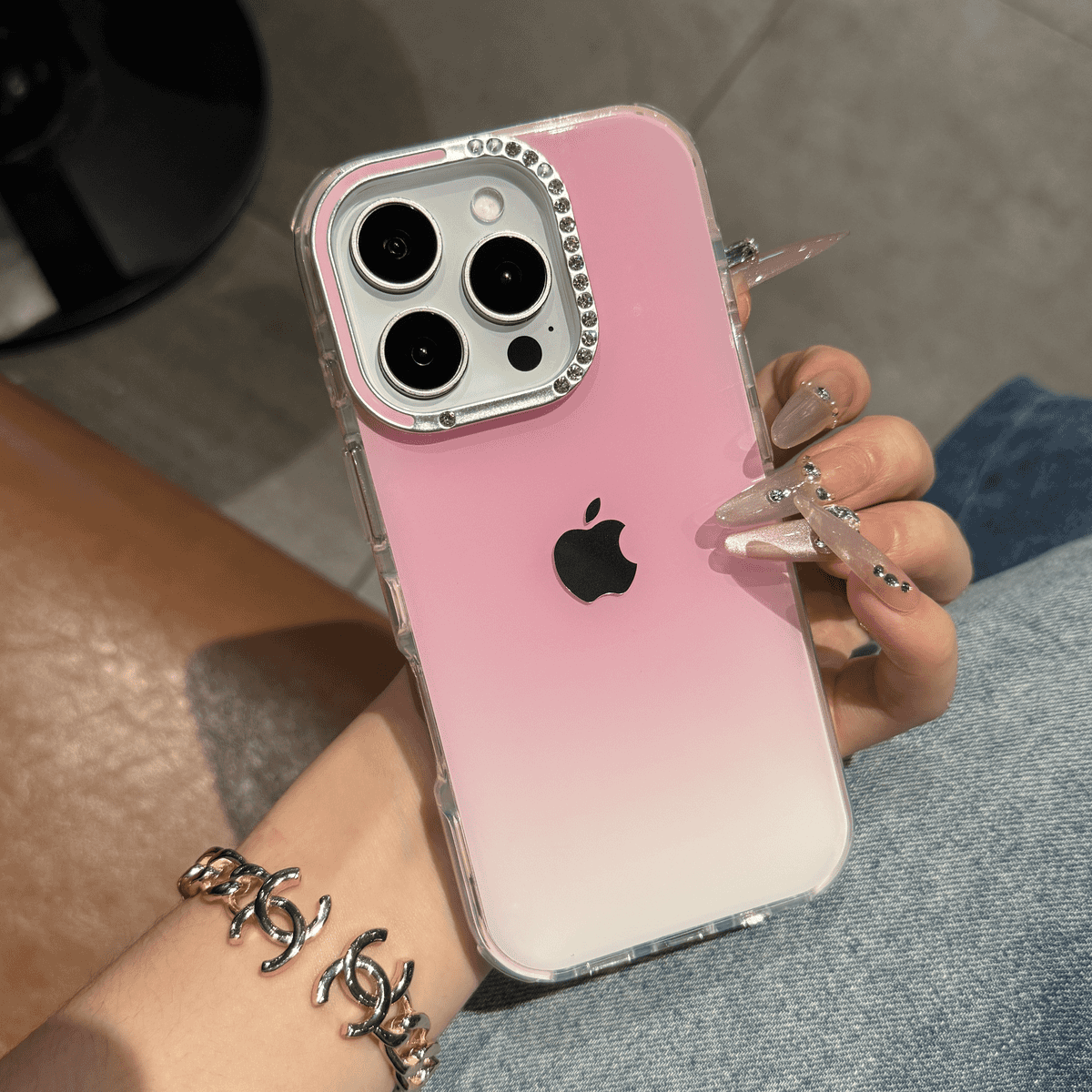 Gradient jelly dot diamond lens case for iPhone