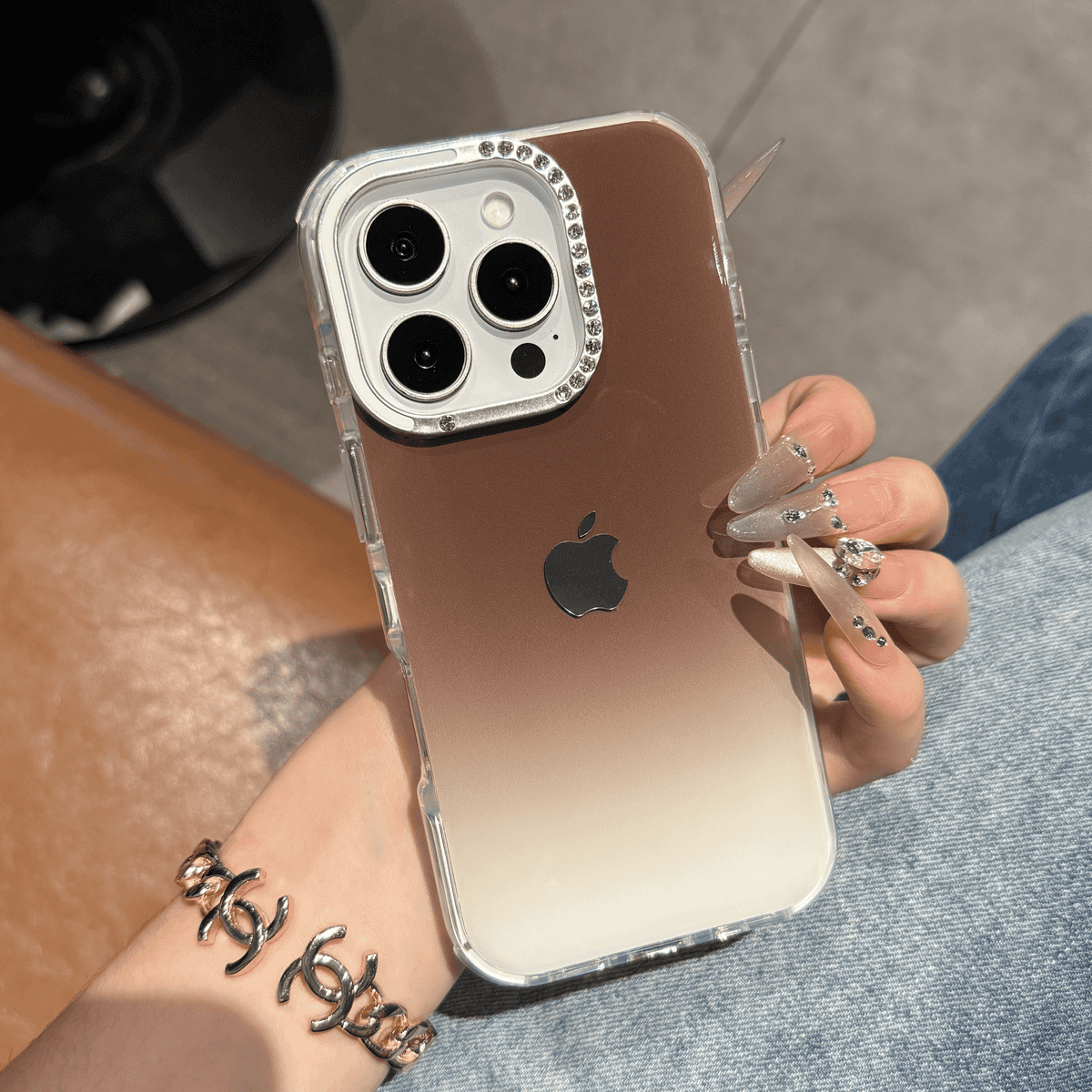 Gradient jelly dot diamond lens case for iPhone
