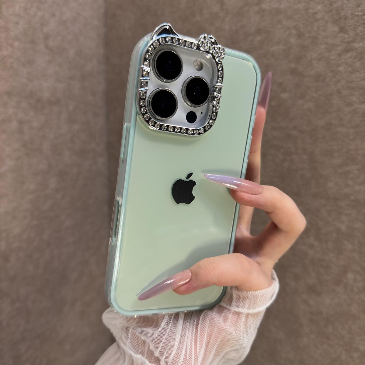 Cat sparkling diamond lens phone case