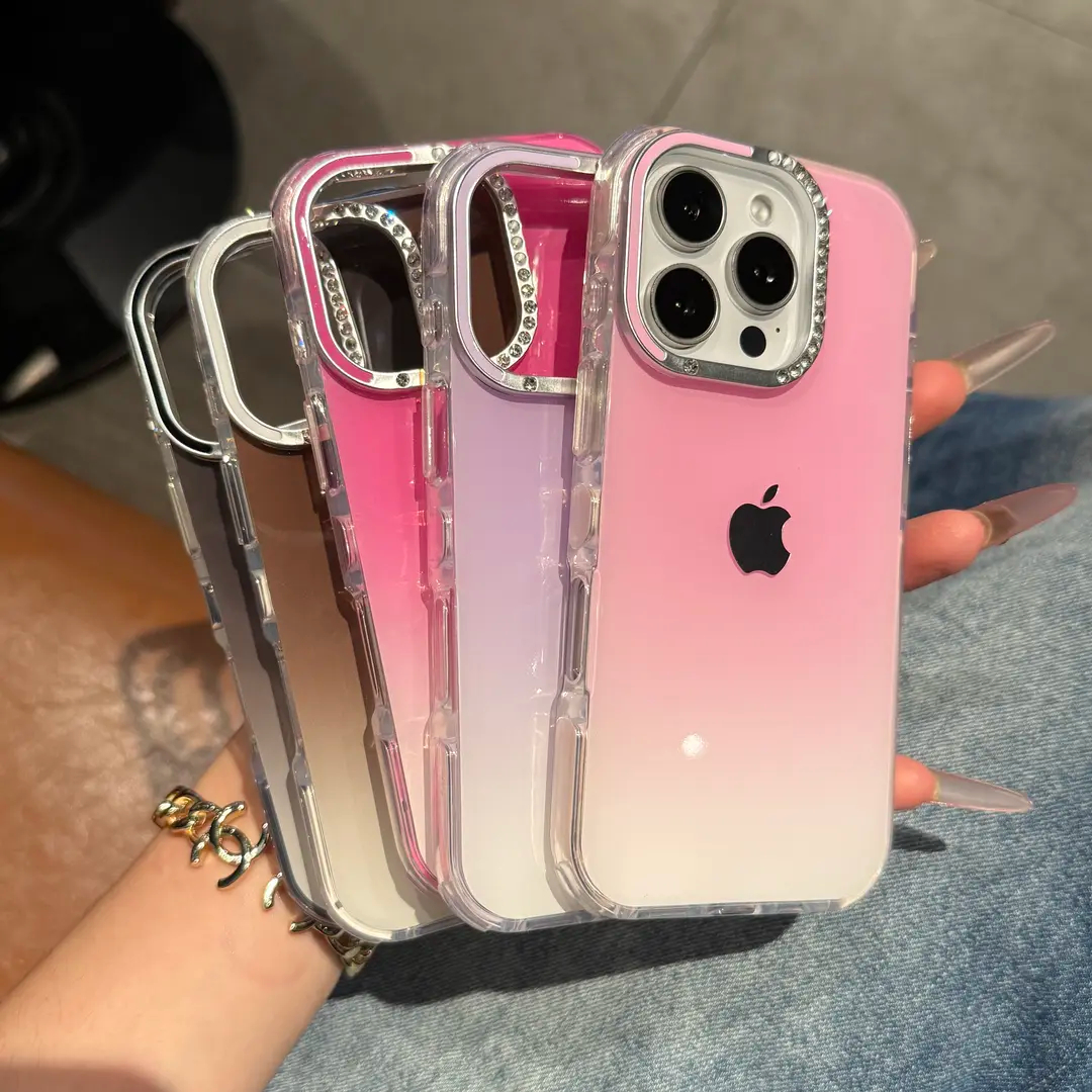 Gradient jelly dot diamond lens case for iPhone