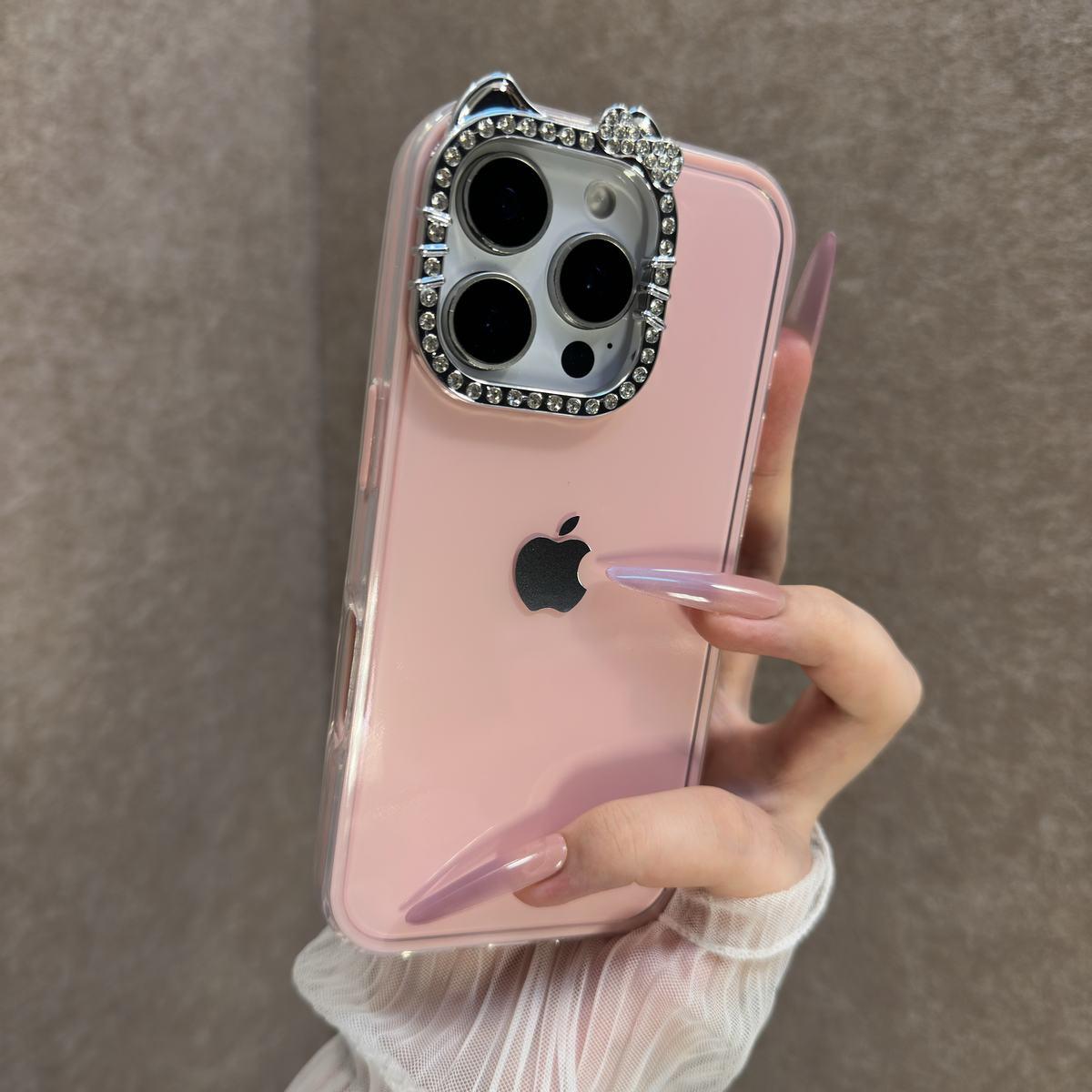 Cat sparkling diamond lens phone case