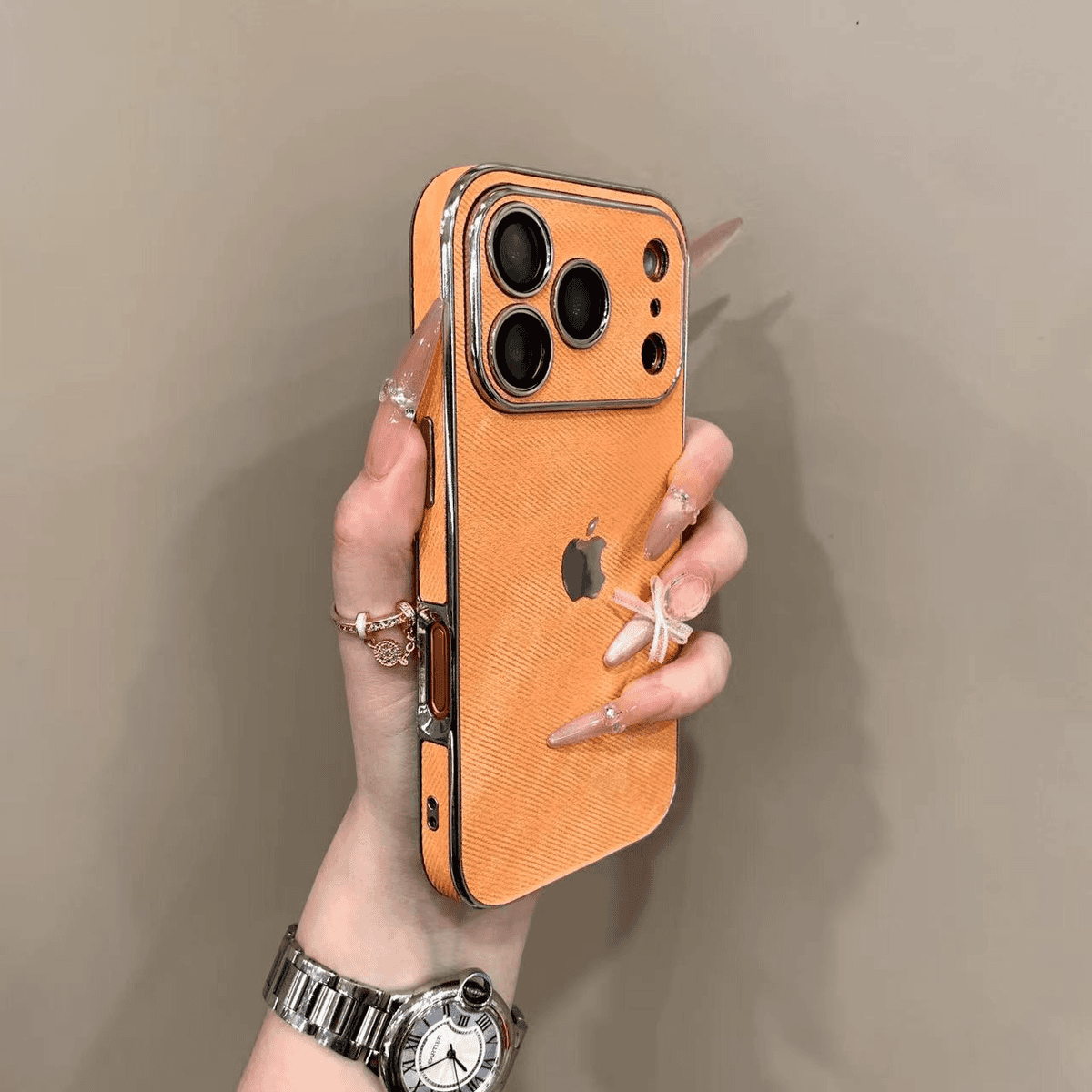 Large window denim patterned case for iPhone