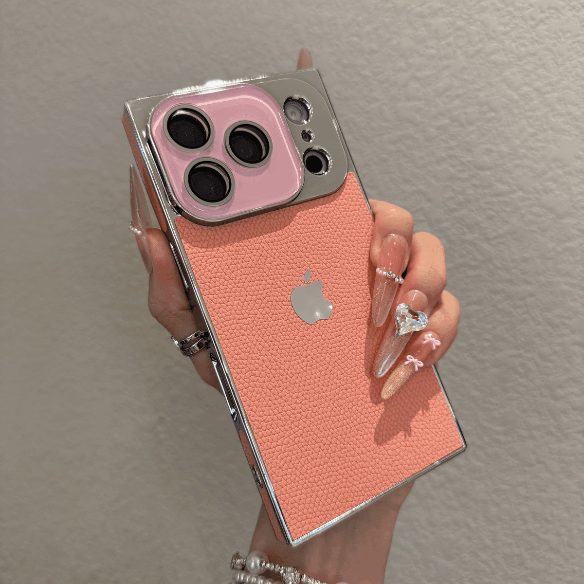 New square lychee patterned case for iPhone