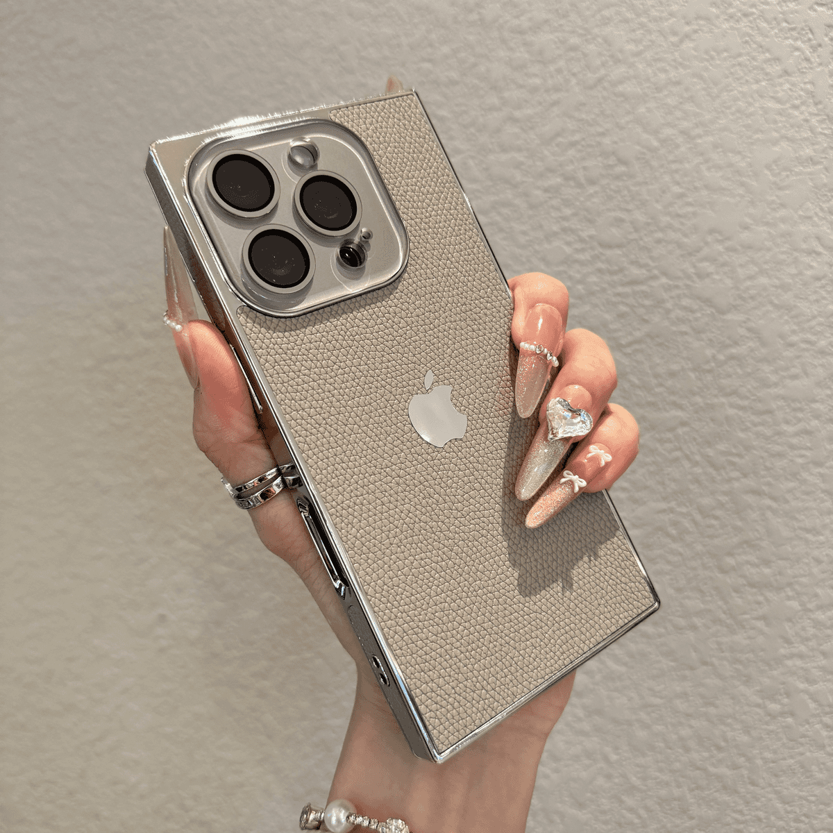 New square lychee patterned case for iPhone