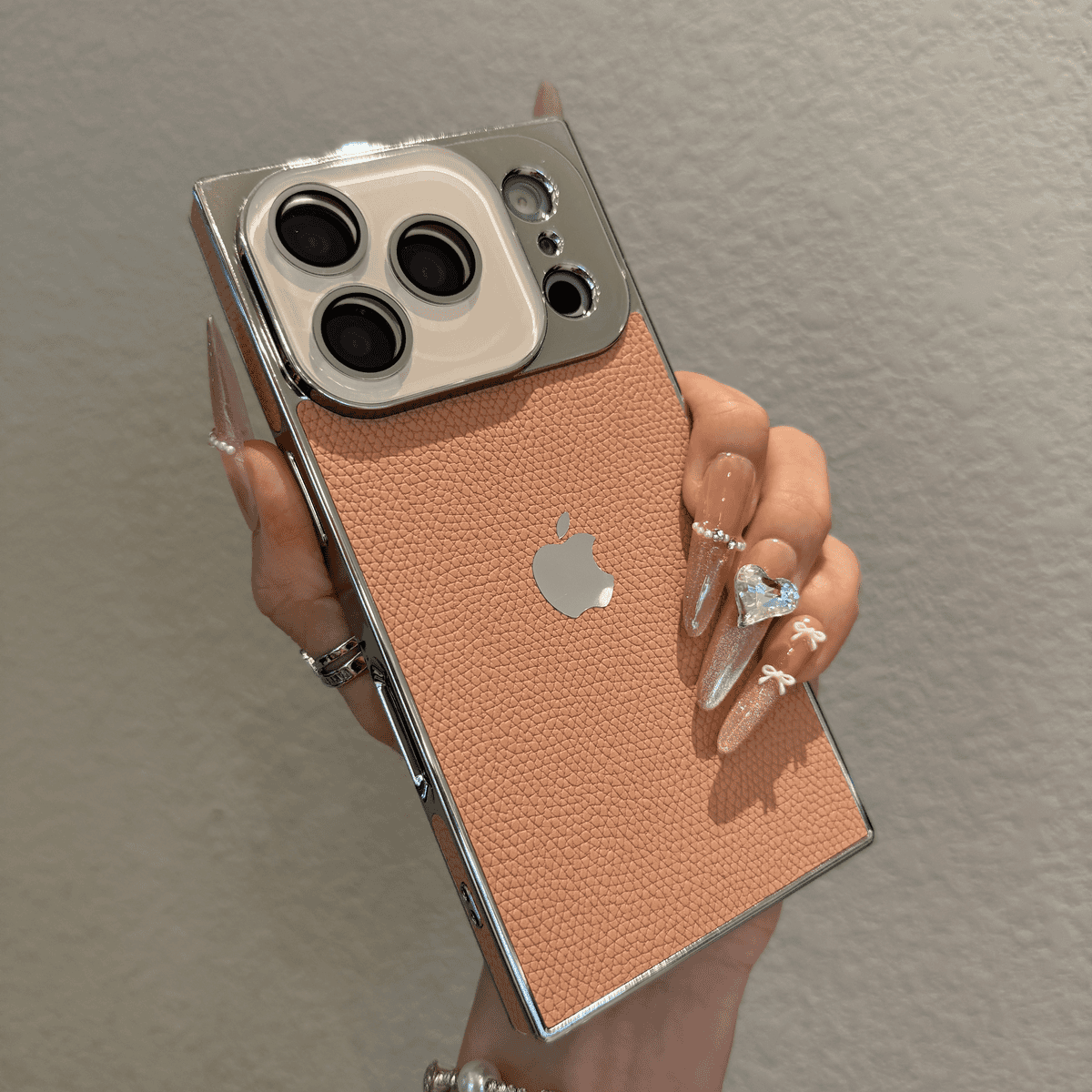 New square lychee patterned case for iPhone