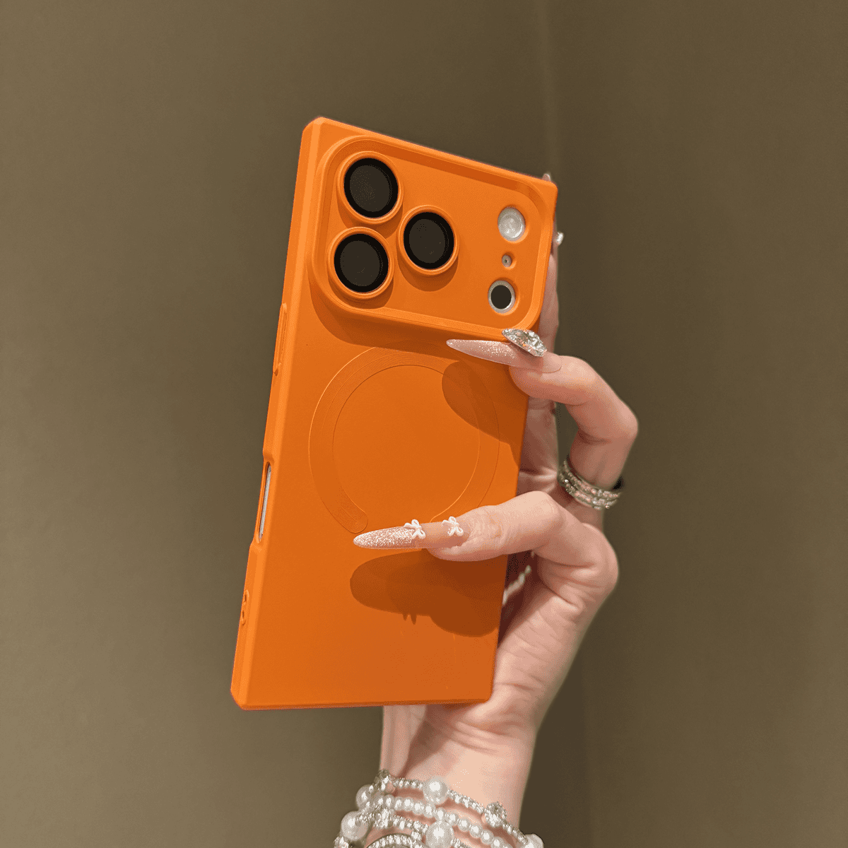 Square frosted silicone magnetic case for iPhone