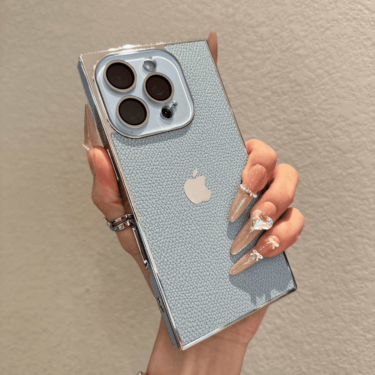 New square lychee patterned case for iPhone