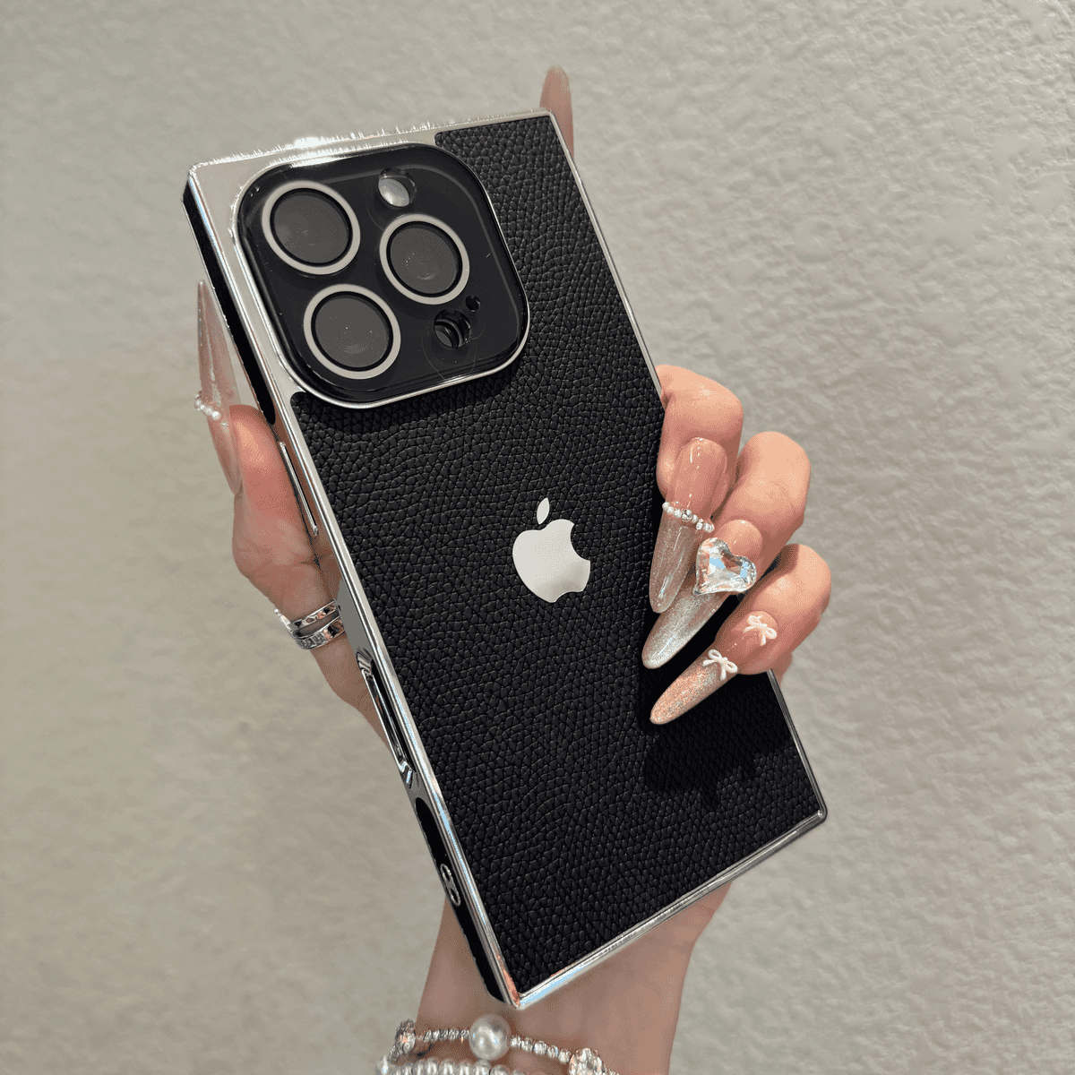 New square lychee patterned case for iPhone