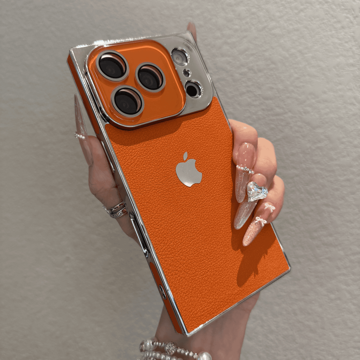 New square lychee patterned case for iPhone