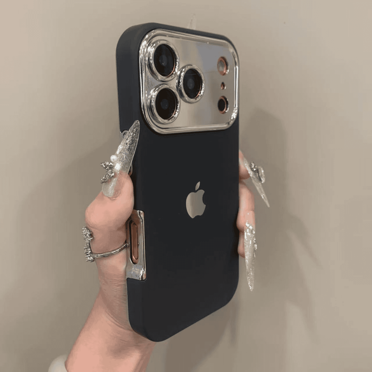 Electroplated precision hole fully wrapped case for iPhone