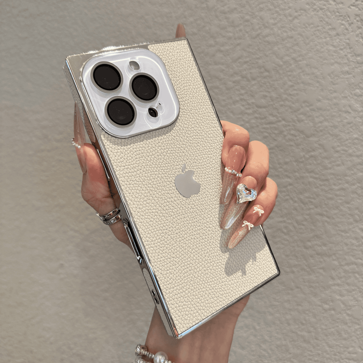 New square lychee patterned case for iPhone