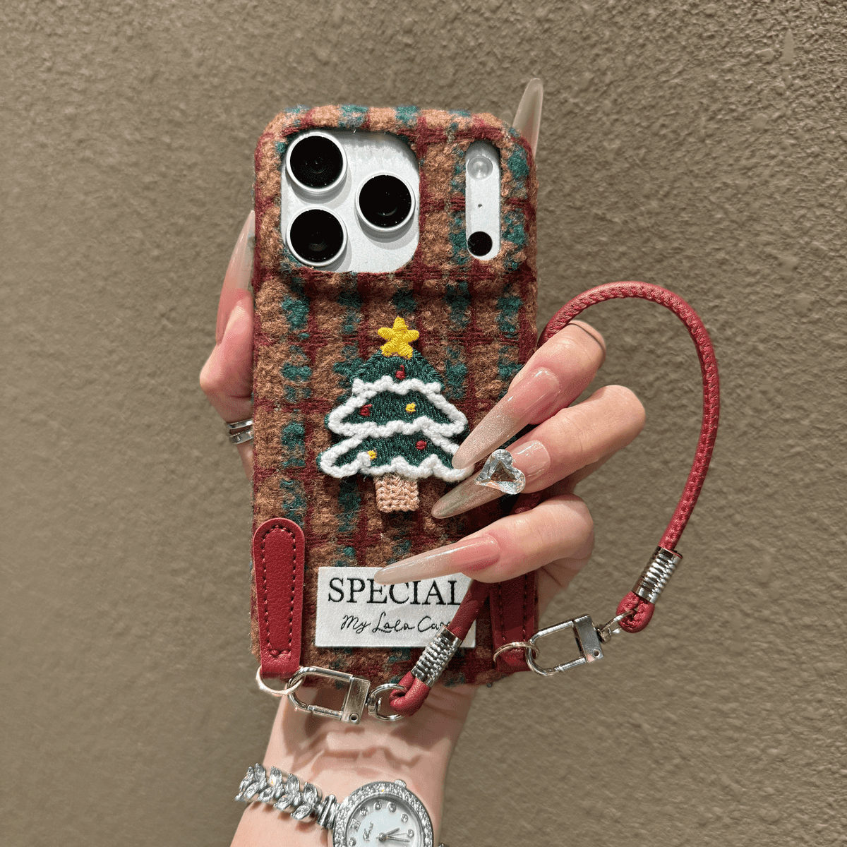 Flannel Christmas tree case for iPhone