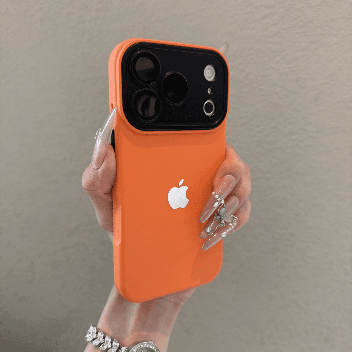 Color blocking large window silicone case for iPhone