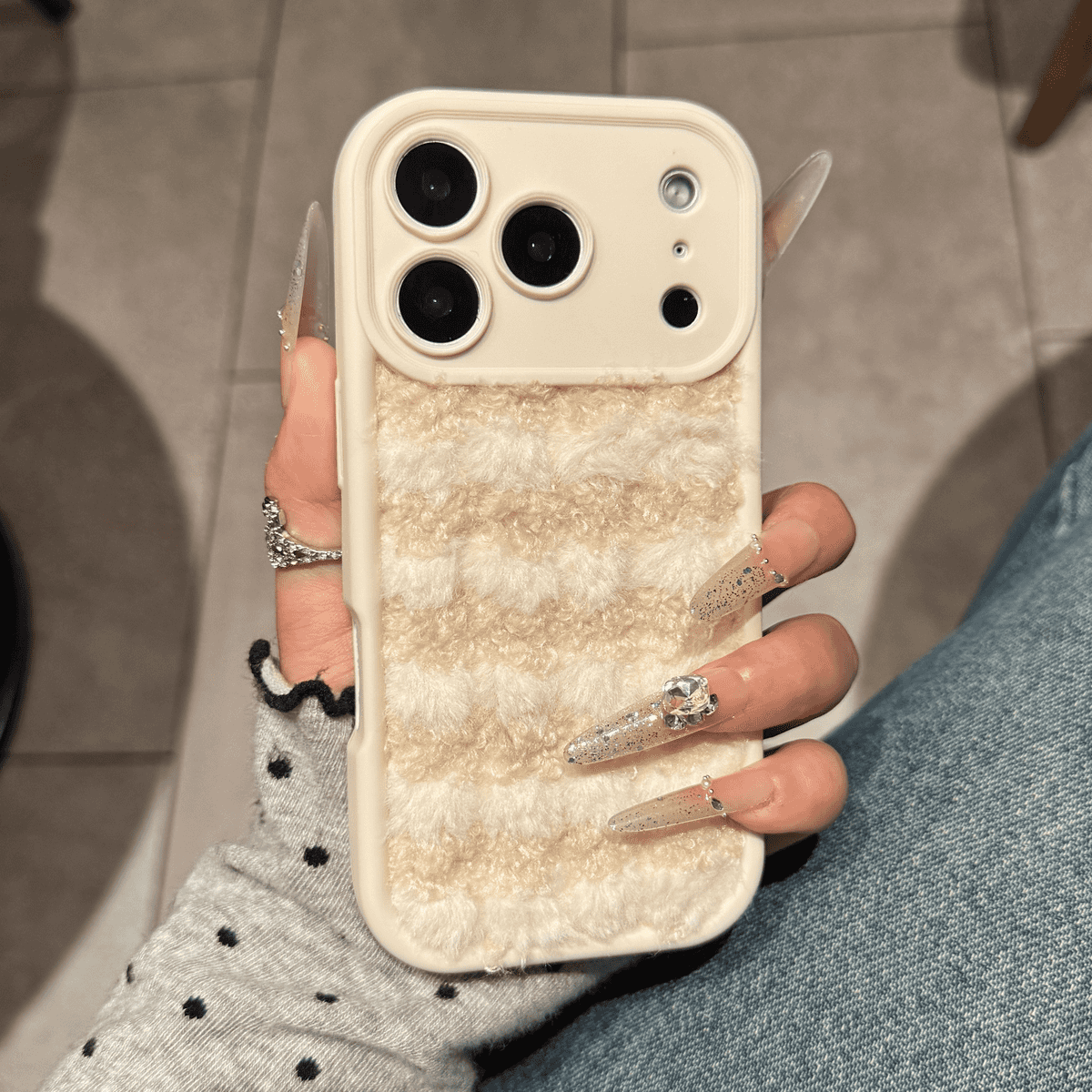 Plush striped checkered case for iPhone - Image 5