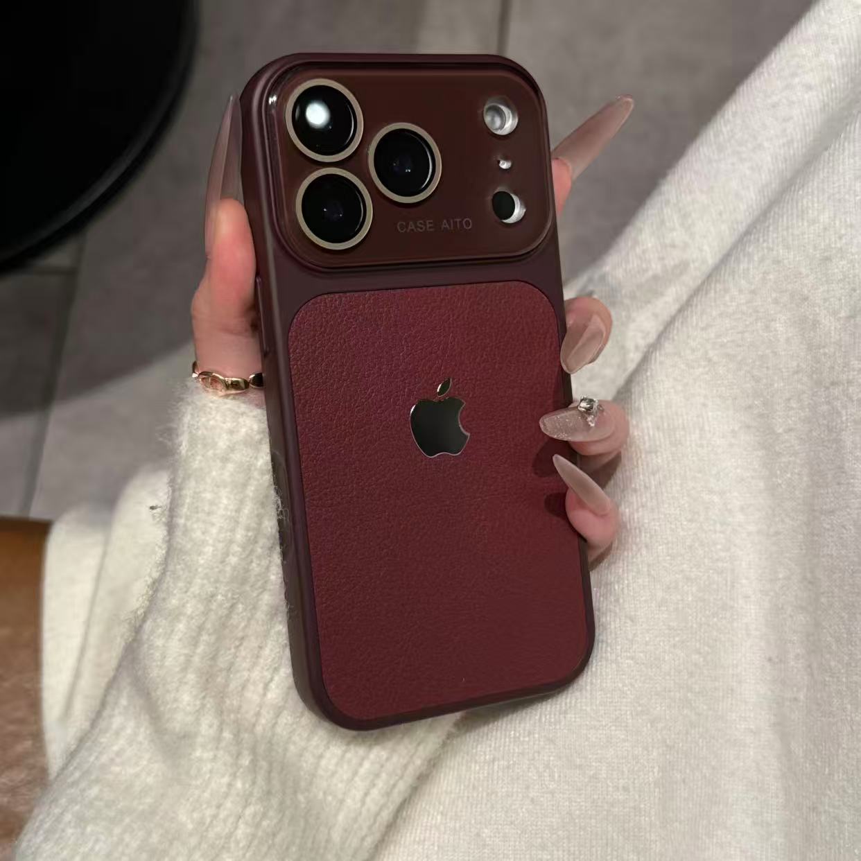 Advanced leather texture camera lens protection case for iPhone - Image 2