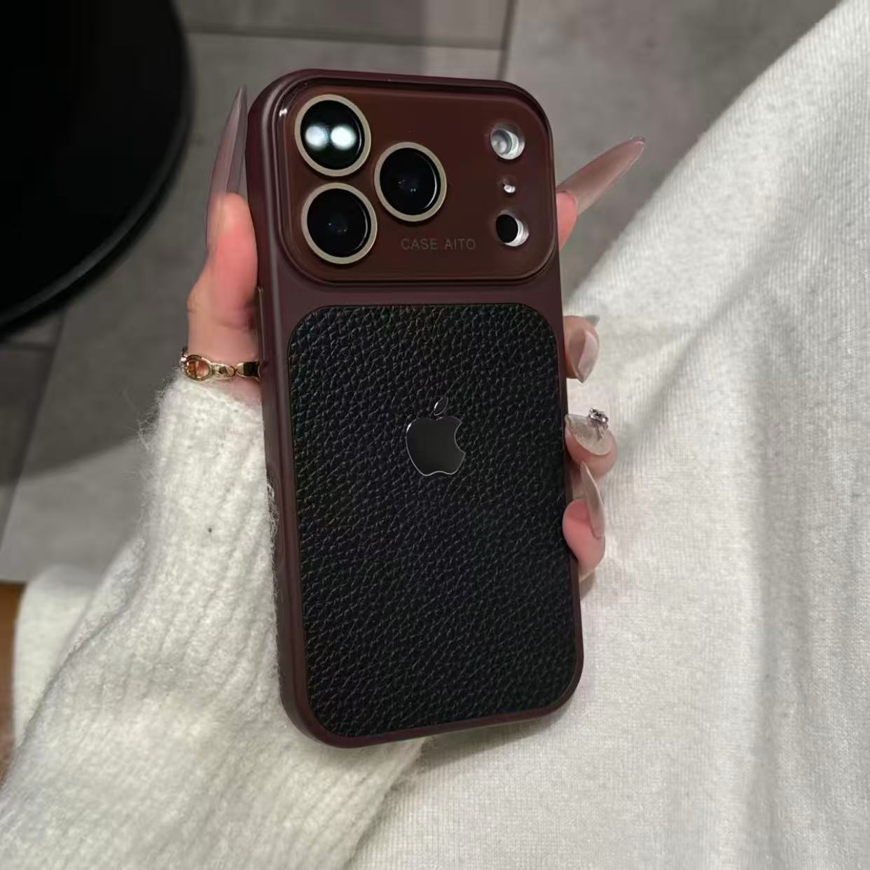 Advanced leather texture camera lens protection case for iPhone - Image 4