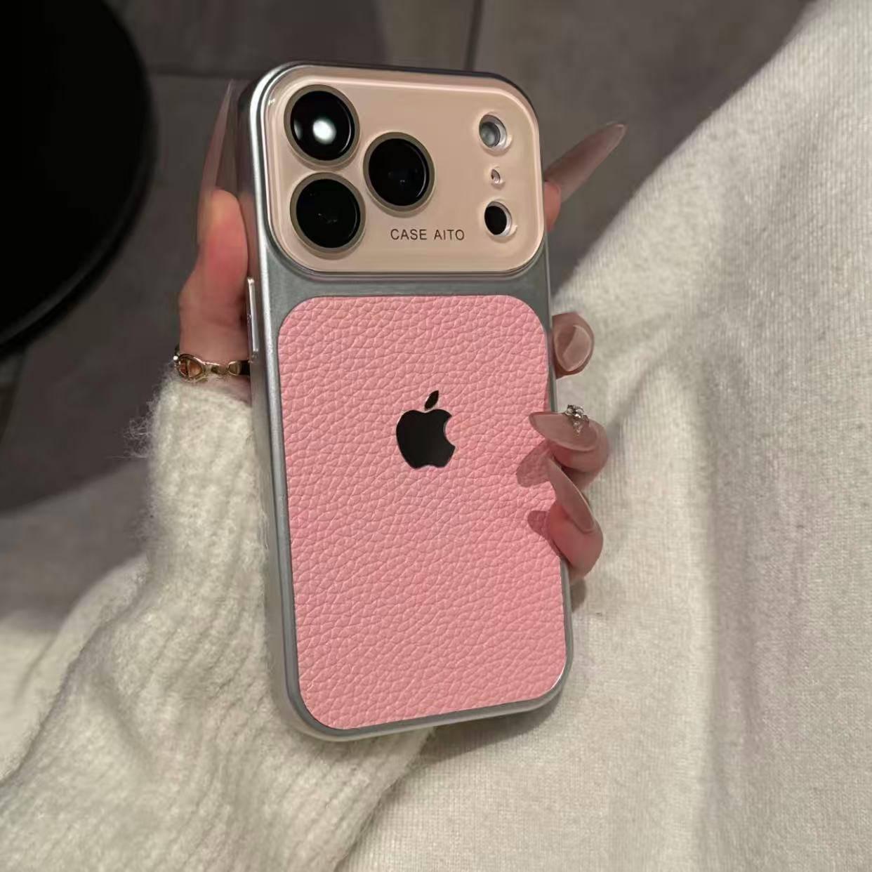 Advanced leather texture camera lens protection case for iPhone