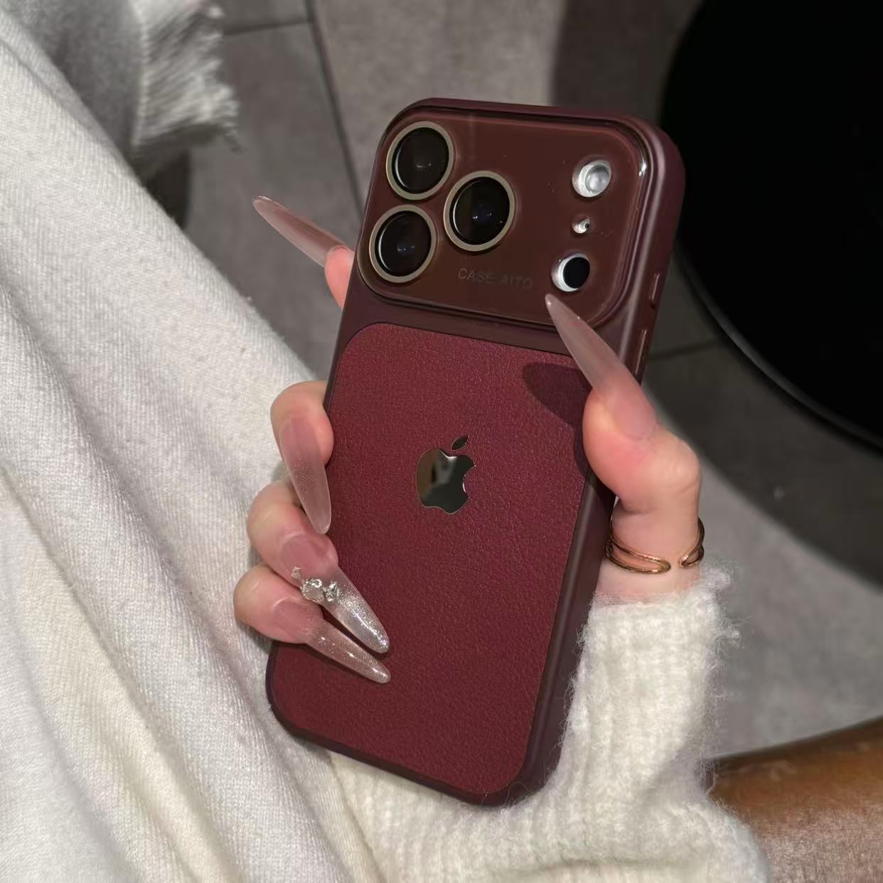 Advanced leather texture camera lens protection case for iPhone - Image 3