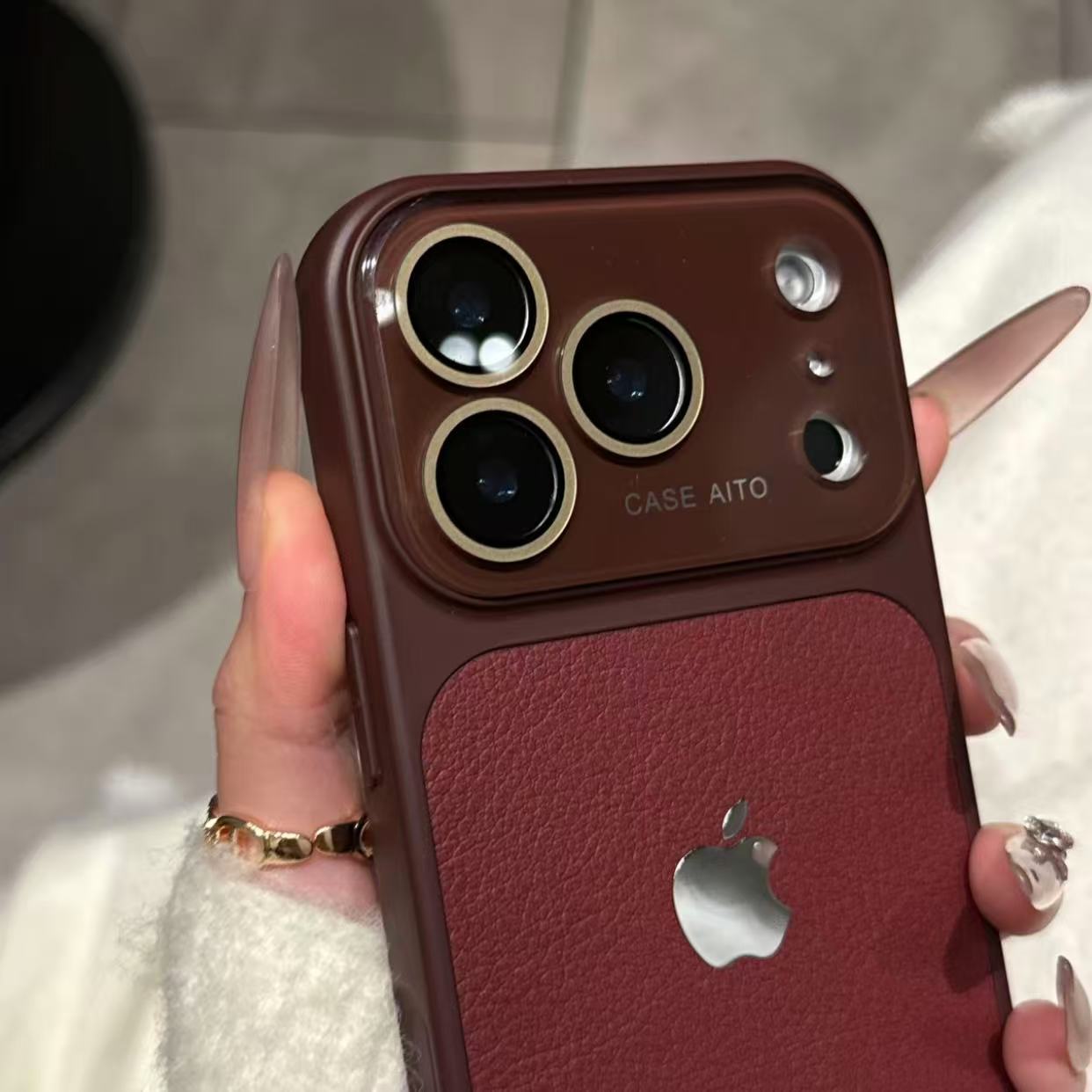 Advanced leather texture camera lens protection case for iPhone - Image 5